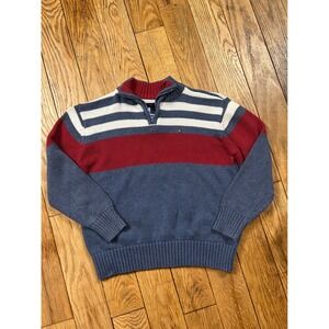 Tommy Hilfiger Boys Sweater Size‎ 7 Striped Quarter Zip Pullover